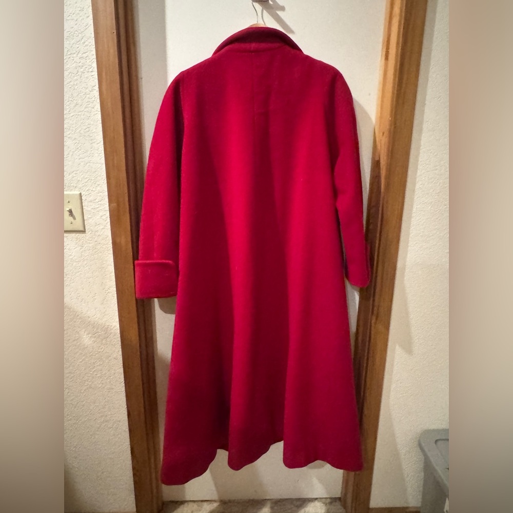 VINTAGE‎ Bert Newman Red Wool Coat Womens 14 Vintage Neiman Marcus Long Coat - Picture 6 of 6